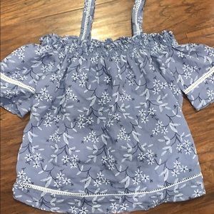 Love Note blue floral blouse